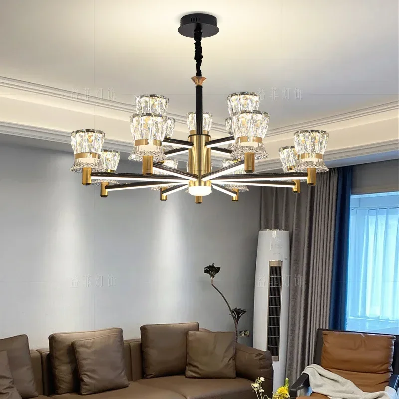 Скандинавский свет роскошная светодиодная хрустальная люстра для гостиной