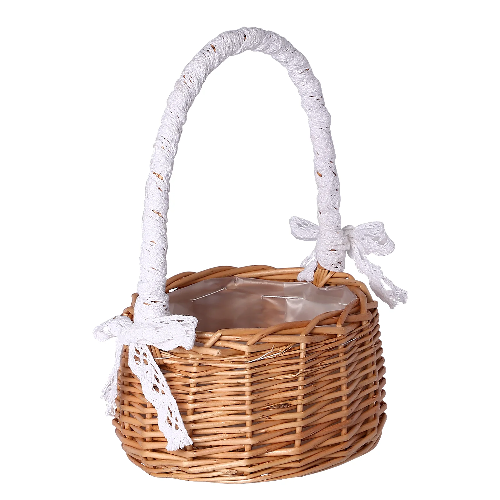 

Basket Baskets Flower Wicker Picnic Handles Rattan Mini Empty Gift Handle Garden Berry Set Girl Home Wedding Decor Lace Foraging