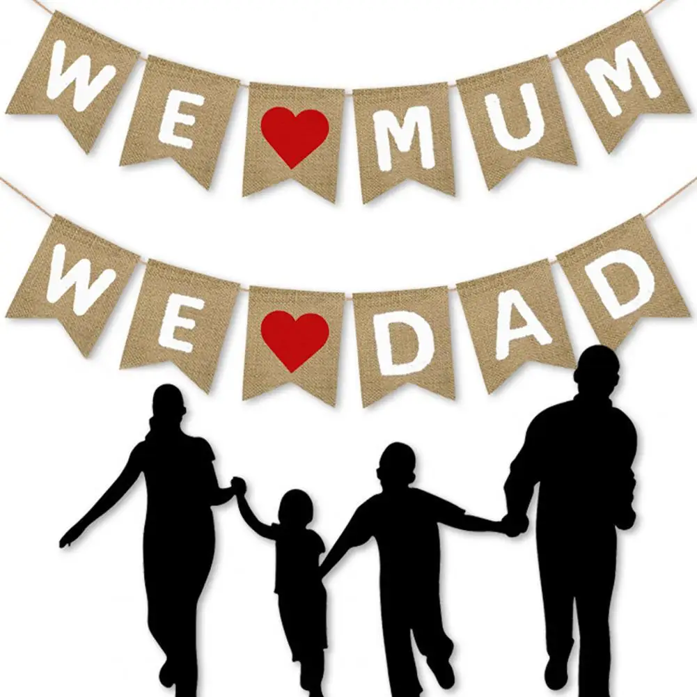 

Exquisite Workmanship Decor Supplies Rustic Mothers Fathers Day Party Banner for Family