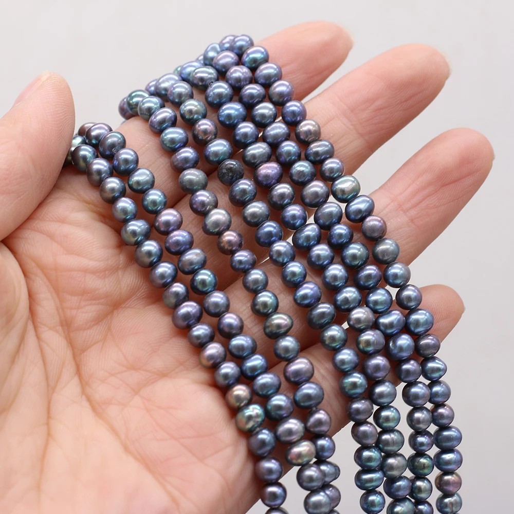 

4-5mm Natural Freshwater Pearl Beading Near Circle Shape Real Pearls for DIY Charms Bracelet Necklace Jewelry Making Strand 36cm