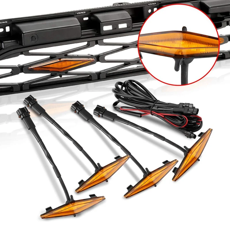 Желтые фонари для гриля Toyota 4runner TRD Pro 2014-2023 желтого цвета с предохранителем и