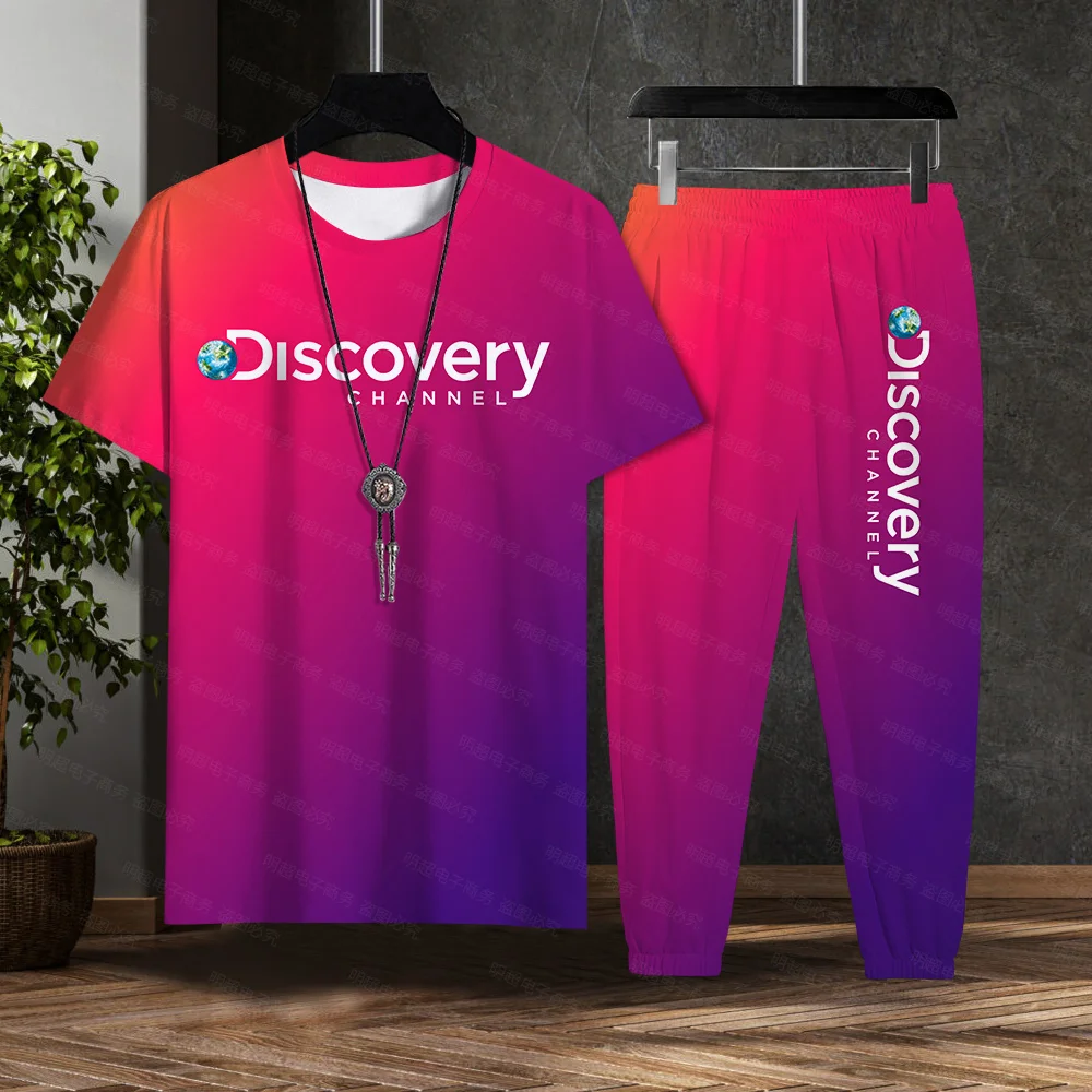 2023 Trousers Shirt Male Discovery Channel Sitcom Male Men Short-sleeved Quick-drying T-Shirt Sports Running Casual Suit