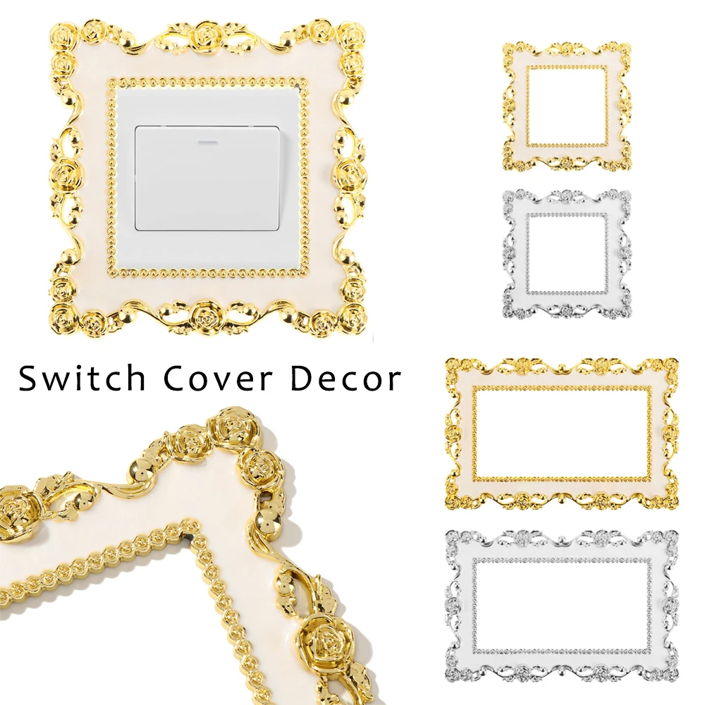 

Gold Silver Resin Single and Double Light Switch Surround Socket Plate Wall Sticker Cover Frame Decor