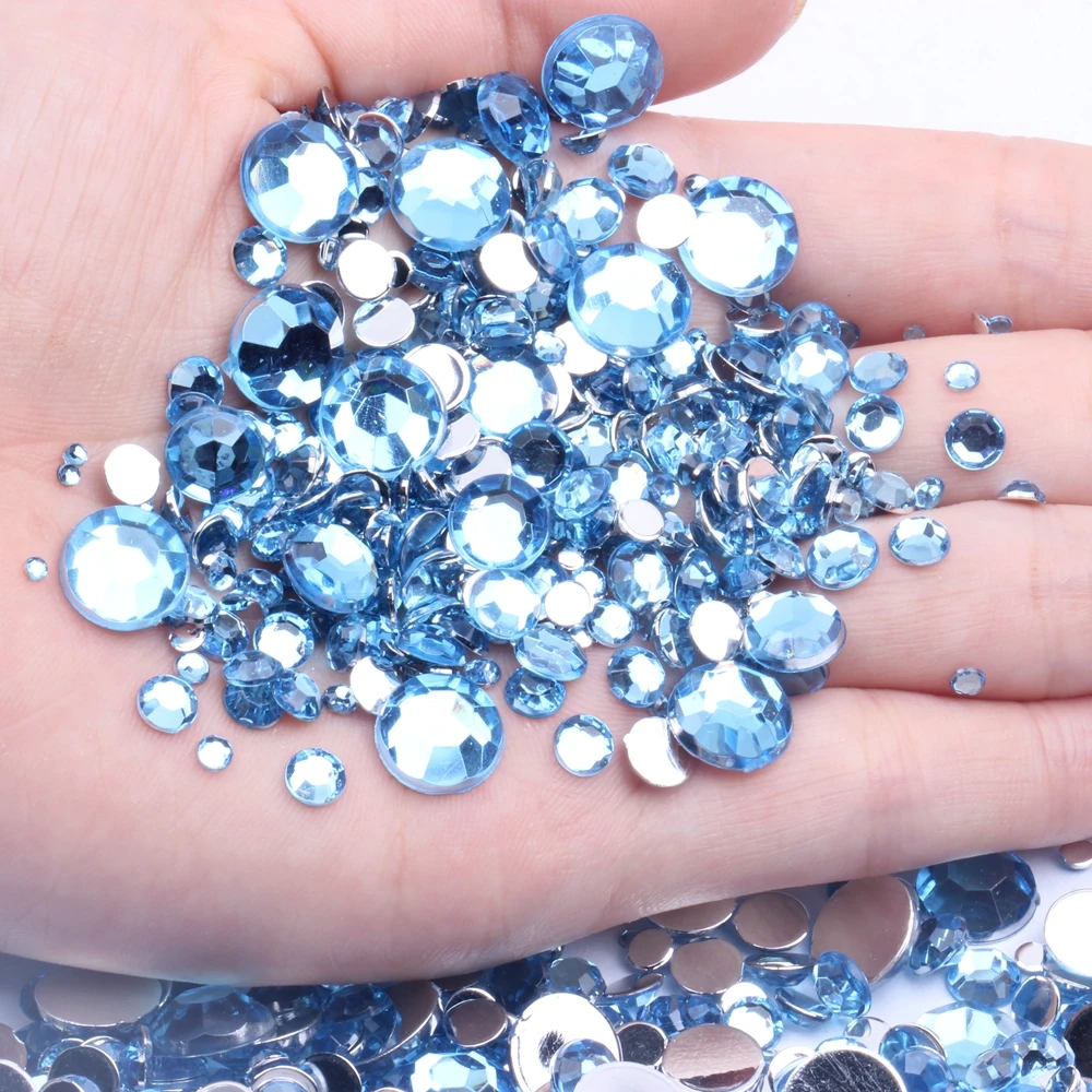 

Small Pack Round flatback Acrylic Rhinestones 1.5mm-12mm DIY Shoes Clothing Jewelry Making Laptop Wedding Dresses Decorations