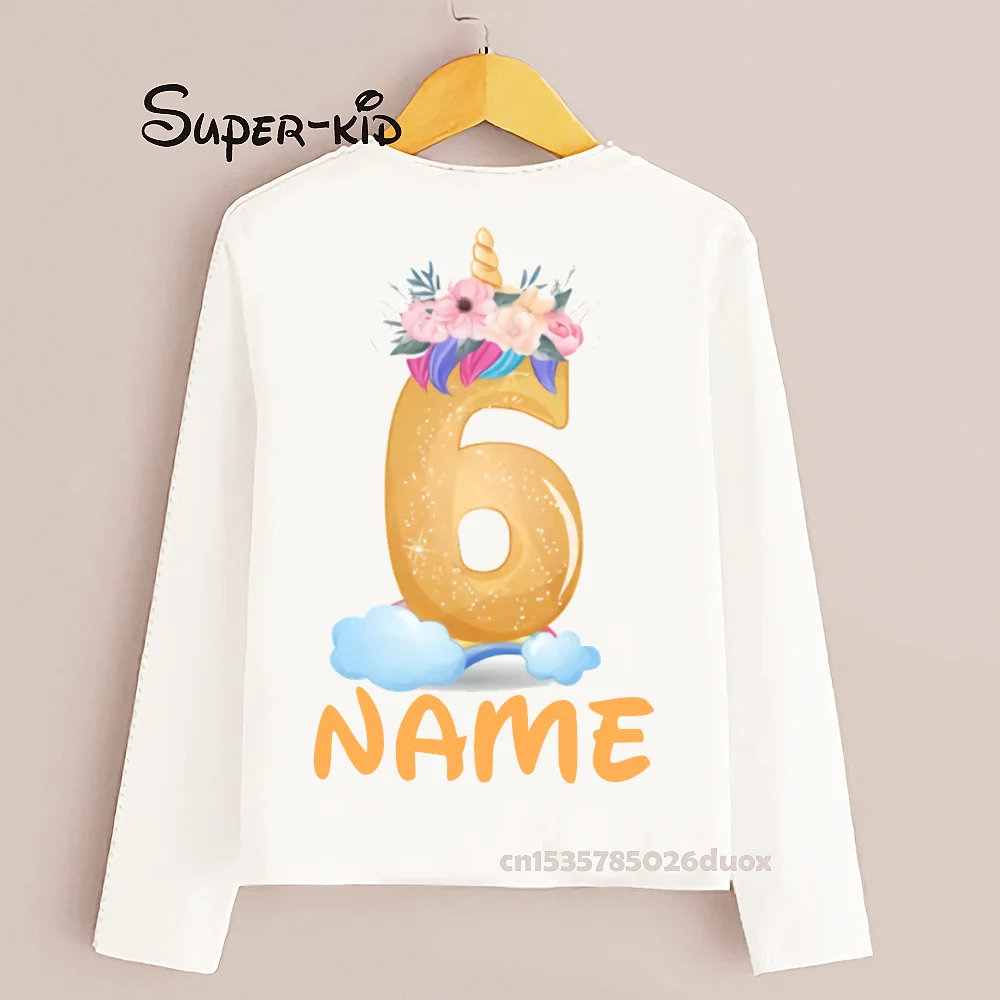 

2022 1-10th Birthday Unicorn Girl Birthday Shirt Kids Unicorn Themed Shirts Personalize Name Gift for Girls Gift Tops and Tees