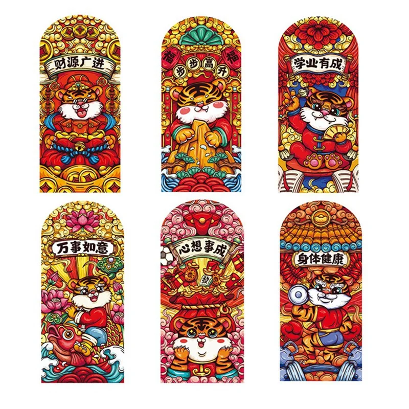 

60 Pcs Chinese New Year Red Envelopes, Lucky Money Envelopes Cartoon Tiger Hong Bao Red Packet for Spring Festival