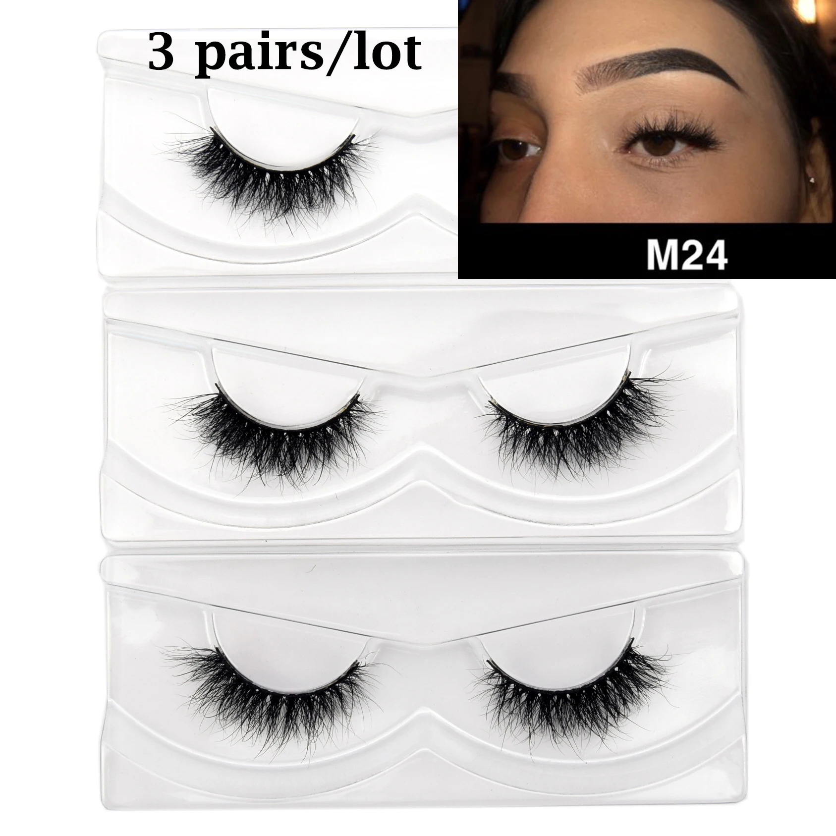 3 пары 3D норковых ресниц оптовая продажа натуральные тонкие пушистые ресницы