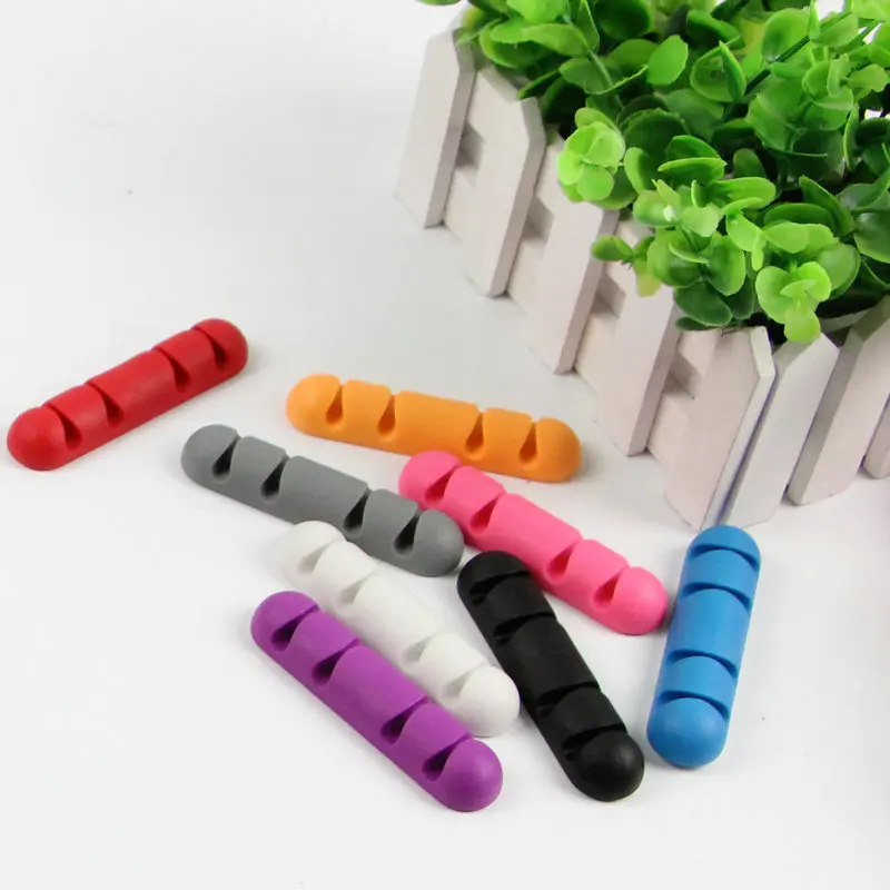

Four-Hole Wire Holder Earphone Mouse Cable Cable Winder Desktop Lengthened Simple TPR Gathering Cable Organizer Office Supplies