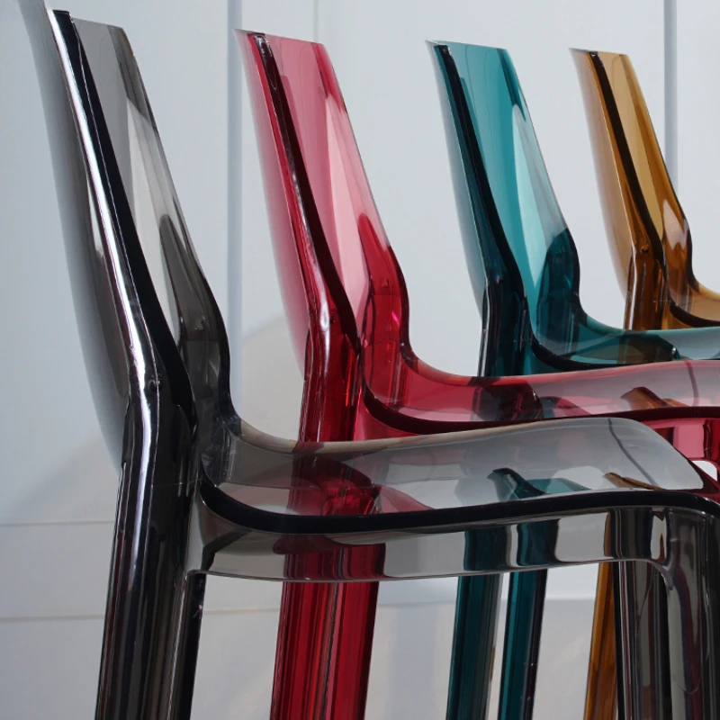 Скандинавский барный стул прозрачная спинка модный высокие ножки пластиковый