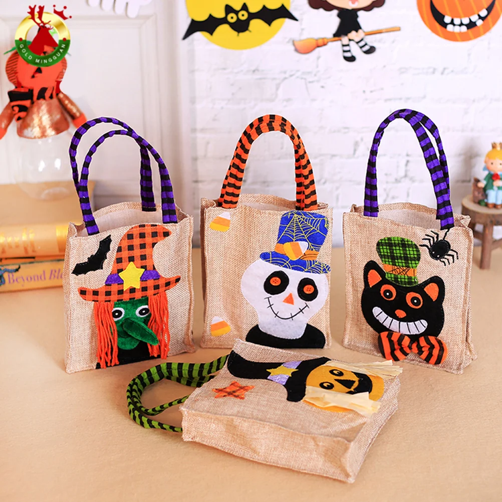 

4pcs Candies Party Favors Bags Amusing Fabric Portable Gift Bags for Kids Celebration Festival