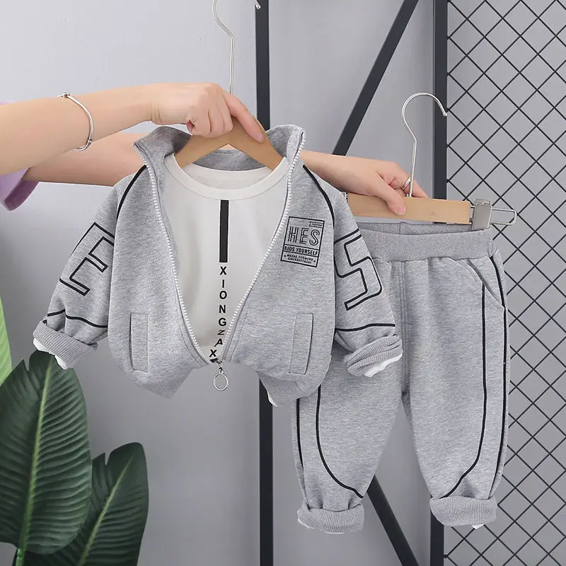 

Boys' Korean Fashion Autumn Dress New Alphabet Baseball uniform Three piece Spring and Autumn Dress New