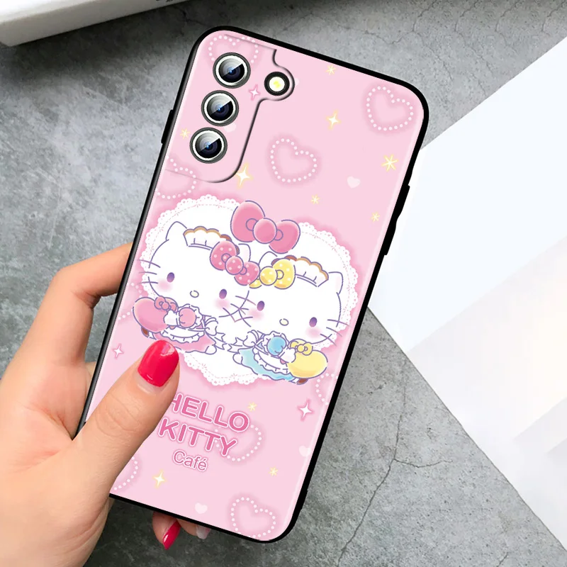 Милый силиконовый чехол Hello Kitty для Samsung Galaxy S22 S21 S20 FE Ultra S10e S10 S9 S8 S7 S6 Edge Plus черный |
