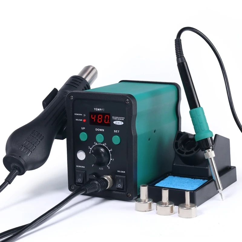 Soldering Station 2 in 1 Soldering Iron Hot Air Gun Rework Station Kit with Sleep&Standby Function