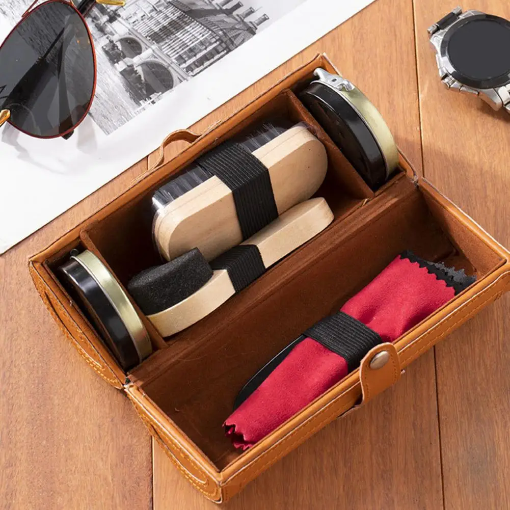 

Easy to Carry 1 Set Useful Brush Cloth Shoehorn Boot Polish Soft Shoe Cream Long Lasting for Unisex