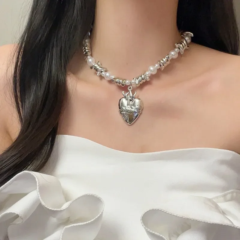 Жемчужные ожерелья Draweye Y2k для женщин Винтажные Украшения в форме сердца