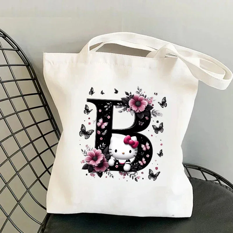Hello Kitty Girl Boy Canvas Bags Cartoon Printed Shoulder Bag Crossbody for Women Cute Fashion Shopping Travel