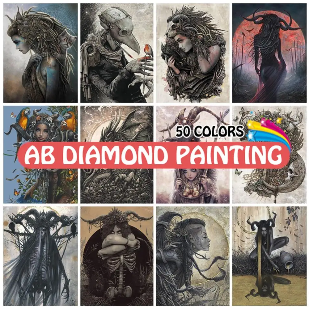 

AB Diamond Painting Dark Succubus Medusa Plague Dr Full Diamond Embroidery Cross Stitch Mosaic Picture Art Handicraft Home Decor