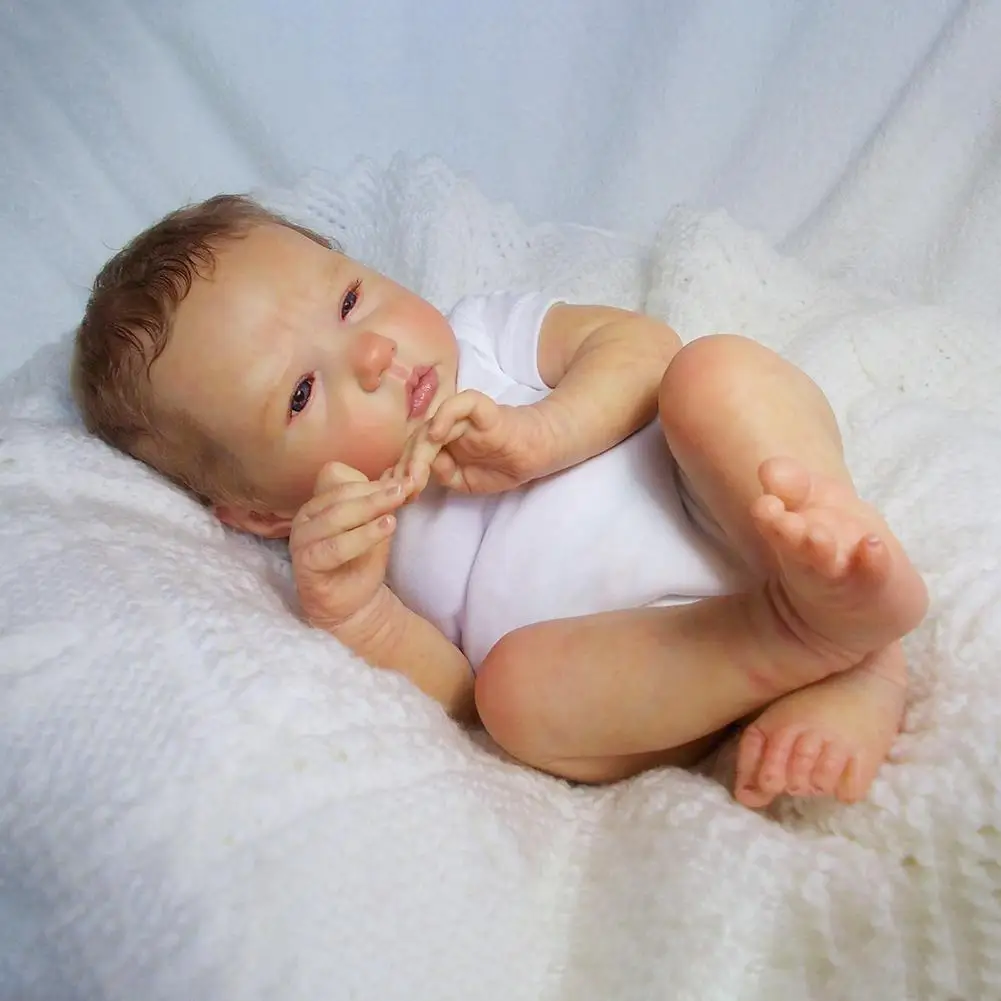 

NPK 19Inches Reborn Doll Kit Full Body Silicone Reborn Doll Hand Paint Doll Painted 3D Skin Multiple Layers Painting With Bottle