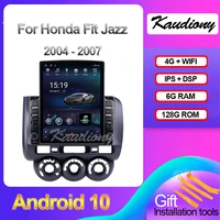 kaudiony tesla style android 10 for honda fit jazz city auto gps radio navigation car dvd multimedia player stereo 4g 2002 2007