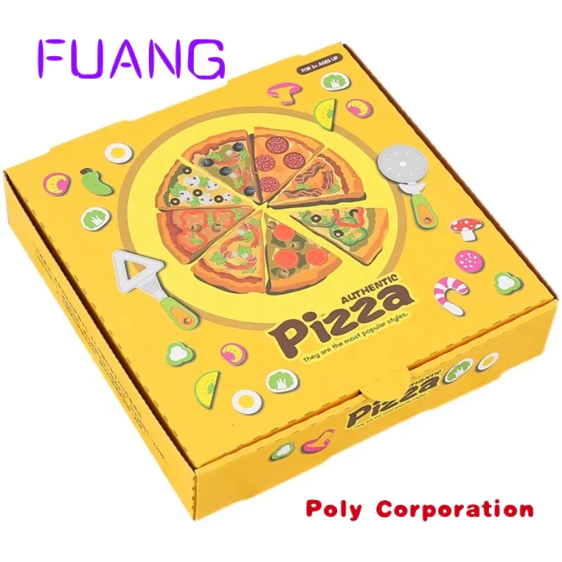 Customized Print 35X35 32X32 High 3.5 Pizza Box Inside And Outside Novel Design Golden Supplier Corrugated Pizza Box