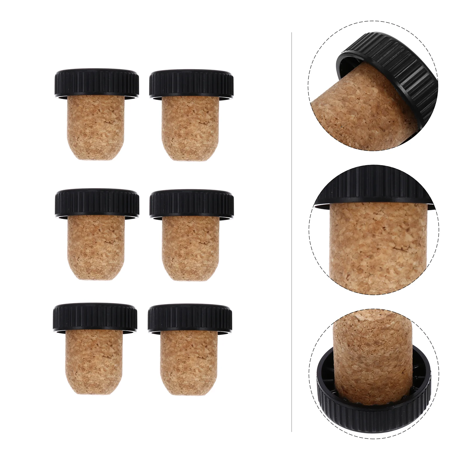 

6 Pcs Cork Bottle Reusable Natural Corks Vacuum Sealer Sous Vide Stoppers Glass Lid Tapered Plugs Bottles