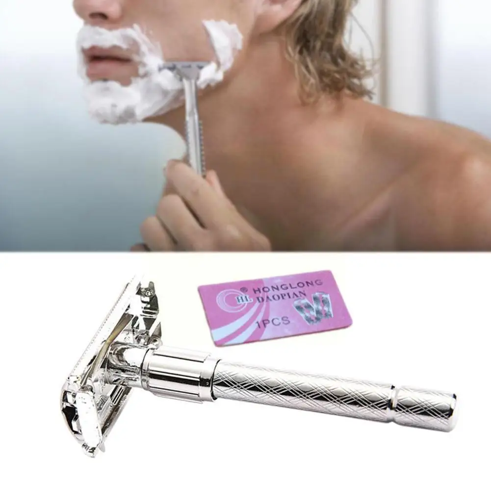 Safe Simple Manual Safety Classic Men Double Edge Adjustable Hair Blade Blades Steel Imitation Shaving Shaver Clean No Residue | Красота и