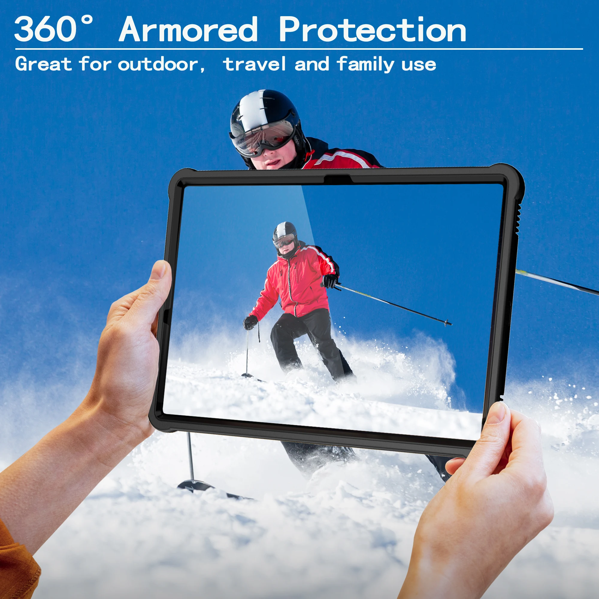 Фото Универсальный гибридный чехол для Galaxy Tab S10 S9 FE Plus 12,4 дюйма SM-X820 X826 X810 X816 X610 X616, чехол-подставка с плечевым ремнем №5