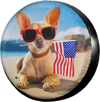 chihuahua dog at the ocean spare tire cover waterproof dust proof tire covers fit for jeeptrailer rv suv and many vehicle