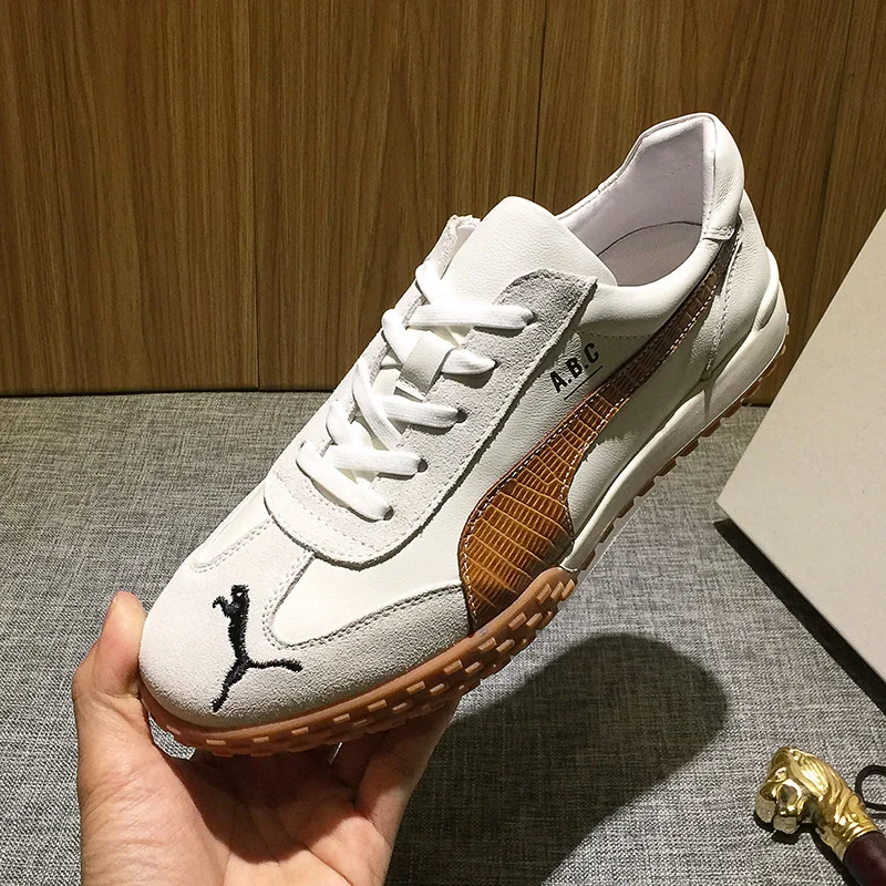 

Мужские туфли с вышивкой лошади, повседневные универсальные туфли для скейтборда, роскошные брендовые туфли из натуральной кожи, Новинка л...