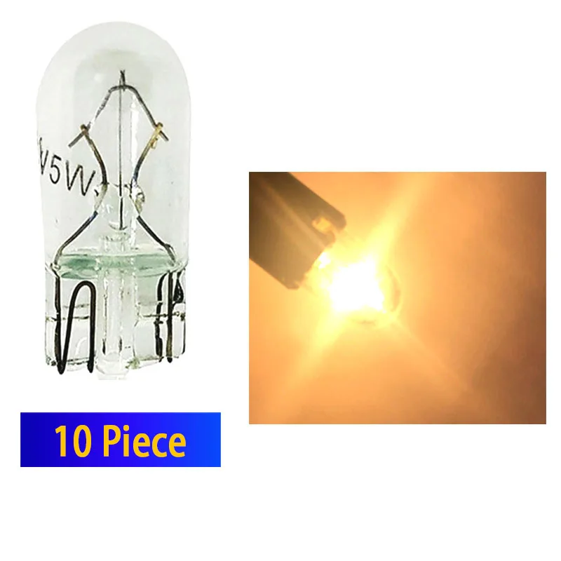 

10 / 20 шт., прозрачные внутренние купольные сигнальные лампы T10 W5W 194 168 2825, стеклянные галогенные лампы 12 В 5 Вт, однонитевые автомобильные фотолампы