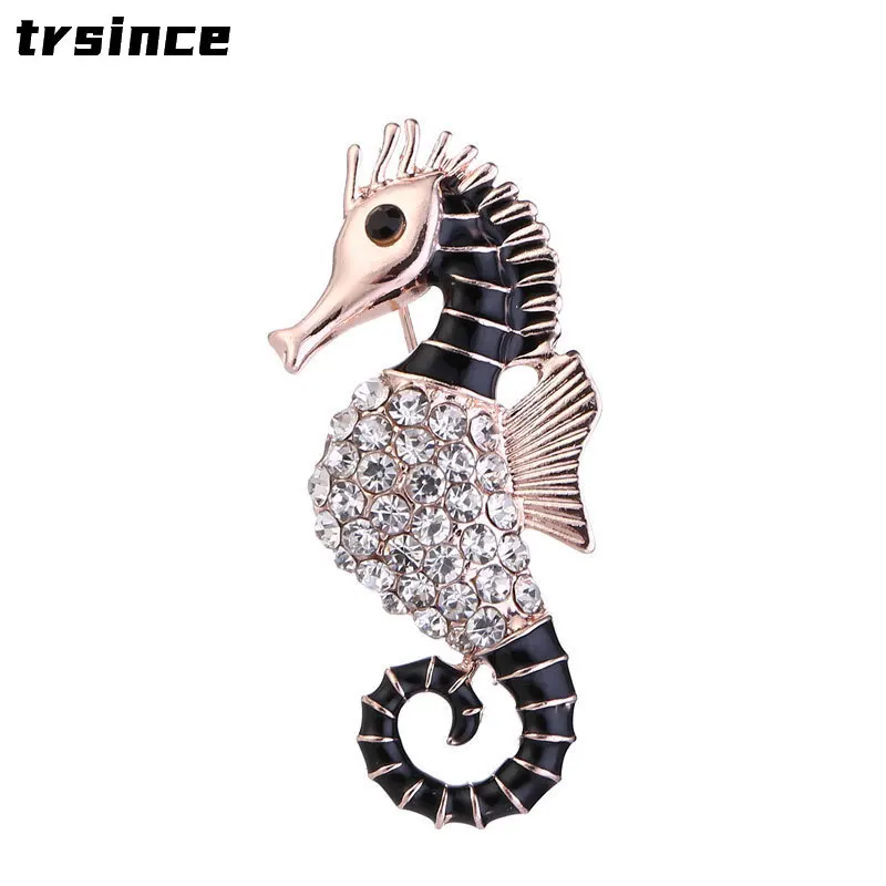 

Trend Personality Dripping Oil Animal Brooches Fashion Female Shiny Rhinestone Seahorse Brooch Corsage Bag Badge Clothes Pin