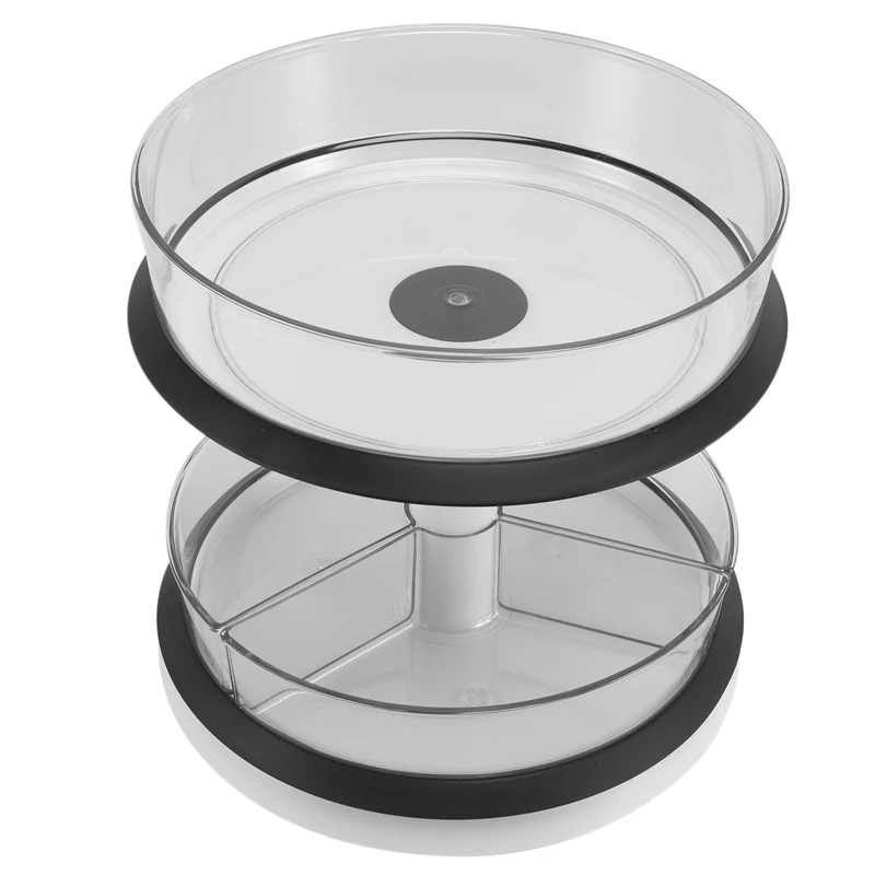

2 Tier Lazy Susan-Height Adjustable Spinning Cabinet Countertop Organizer Turntable Spice Rack For Kitchen Bathroom