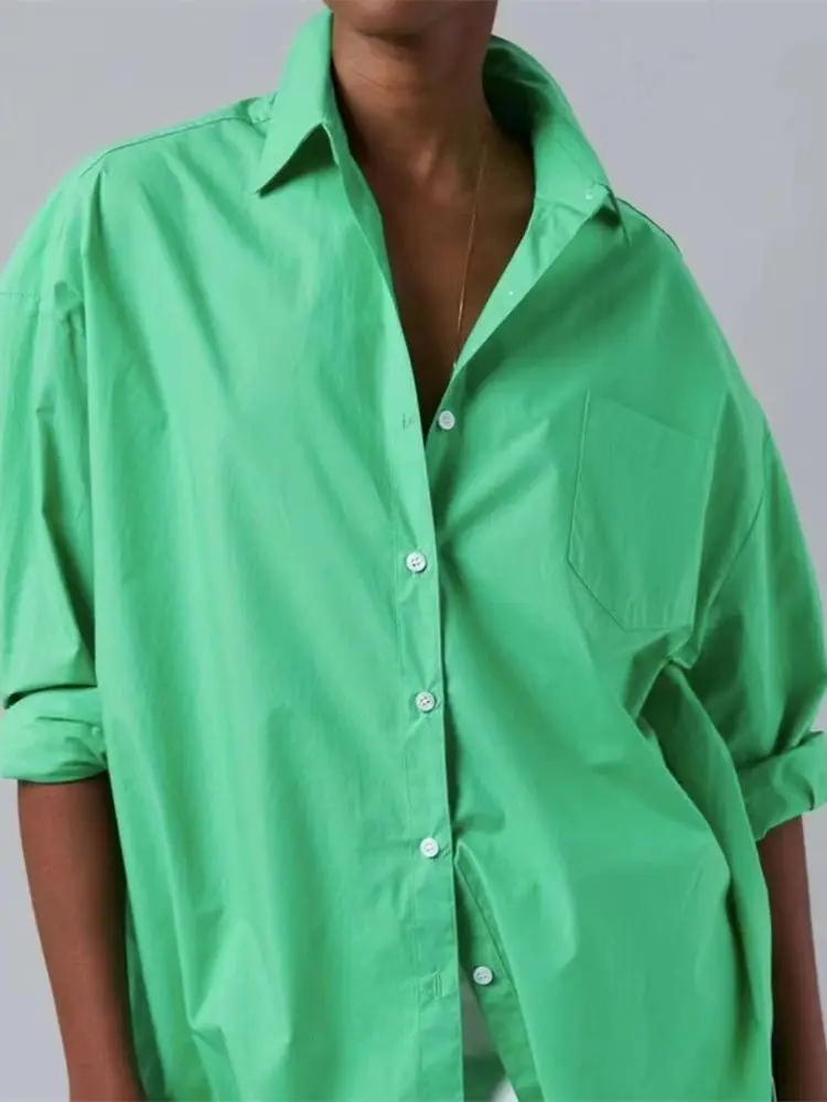 

Women Boyfriend Style Loose Silhouette Shirt 2023 Early Spring New Simple Long Sleeve Blouse Female Top Temperament