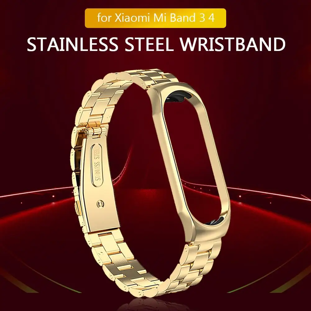 

Replacement Wristband Stainless Steel Waterproof Powerful Buckle Comfortable Wear Smart Metal Strap for Xiaomi Mi Band 3 4