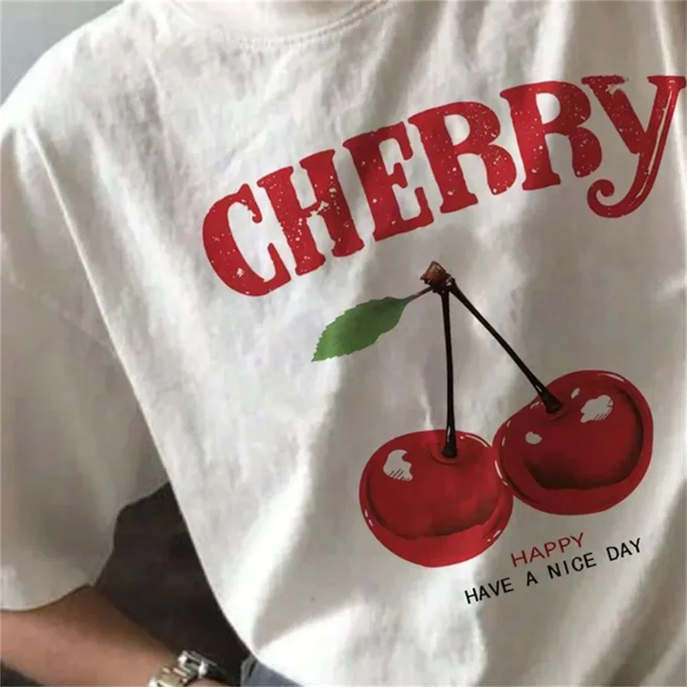 Футболка с принтом вишни женская футболка в современном стиле Женская смешная
