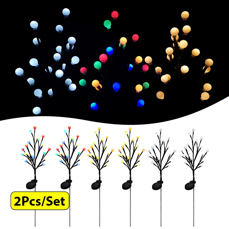 

2 шт., уличные солнечные лампы для газона, 20 светодиодов