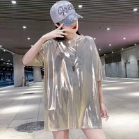 women glittering t shirt men reflective hip hop couple summer new brand loose student short sleeved fashion casual tops tees