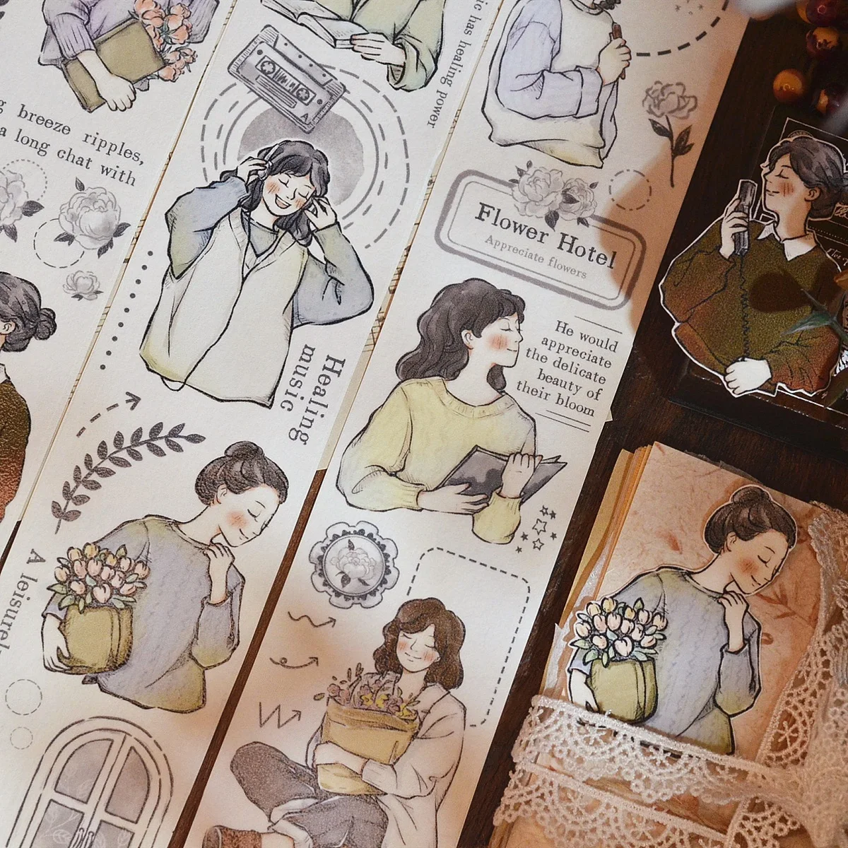 Новинка, винтажные декоративные прозрачные наклейки для записей, дневников, домашних животных, 5 см х 6 м