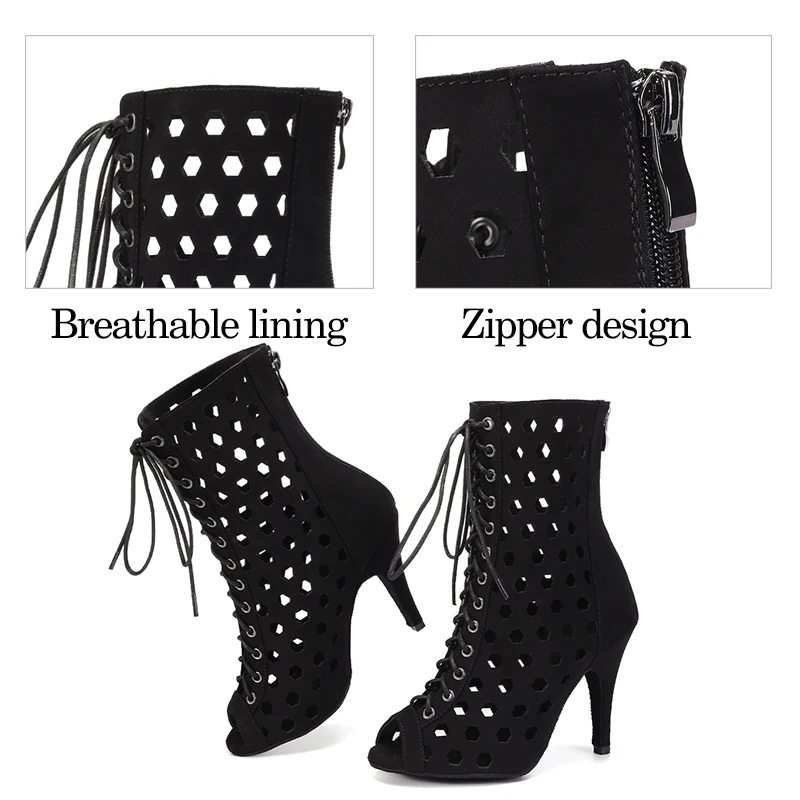 DKZSYIM Latin New Dance Boots Soft Soles Women Ballroom Dance Shoes Ladies Girls Tango/Salsa Shoes For Dance High Heels 4cm-11cm