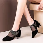 Женские босоножки с острым носком, модельные туфли-лодочки на среднем квадратном каблуке, модель 8761C, 2020