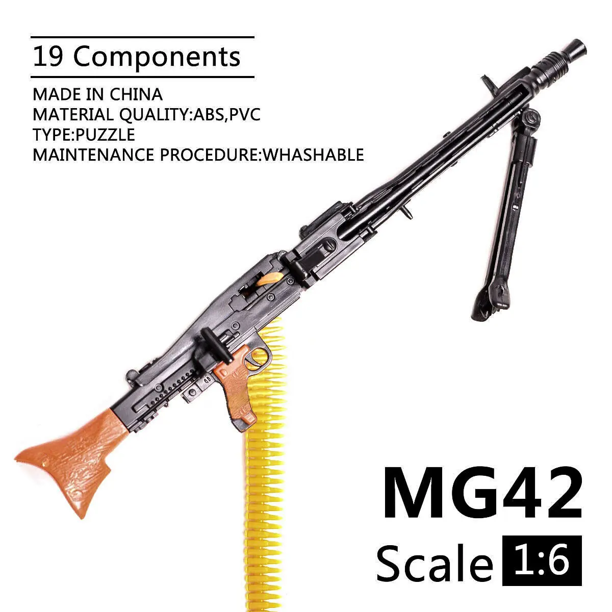 

1/6th Mini Puzzle MG42 4D Plastic Gun Model Assembly Building Bricks Gun Soldier Machine Gun Fit 12 Inch 30cm Action Figure