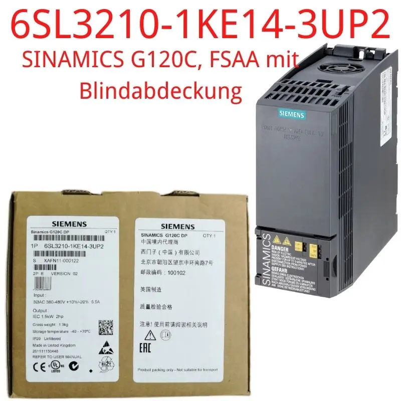 

6SL3210-1KE14-3UP2 Brand New SINAMICS G120C RATED POWER 1,5KW WITH 150% OVERLOAD FOR 3 SEC 3AC380-480V
