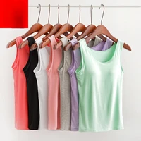 padded bra solid color tank top women modal ladies solid cami top vest female camisole with built in bra fitness clothing