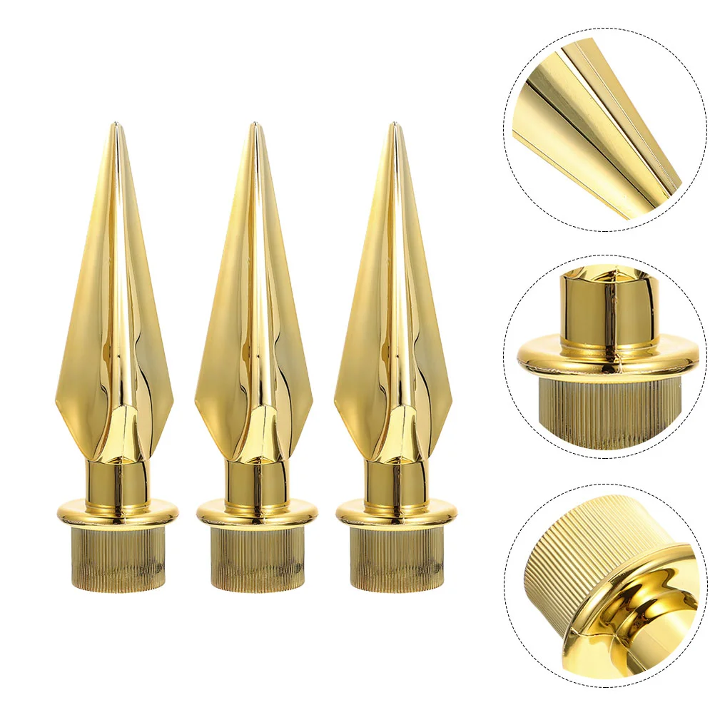 

3 Pcs Decorative Head Gold Flag Pole Toppers Decorate Flagpole DIY Plastic Attachments Conference