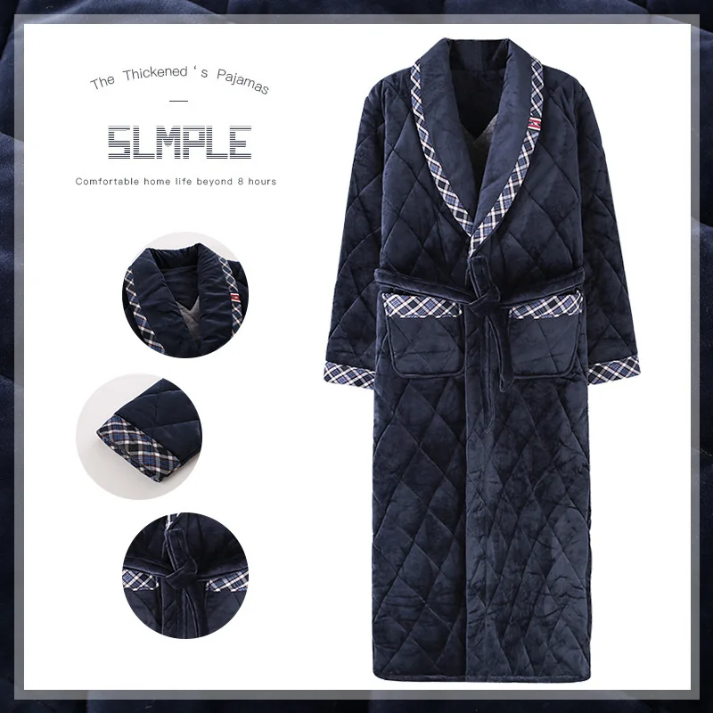 

Банный Мужской Хлопковый, фланелевый, зимний, утепленный, 3-слойный, свободный, L-XXXL