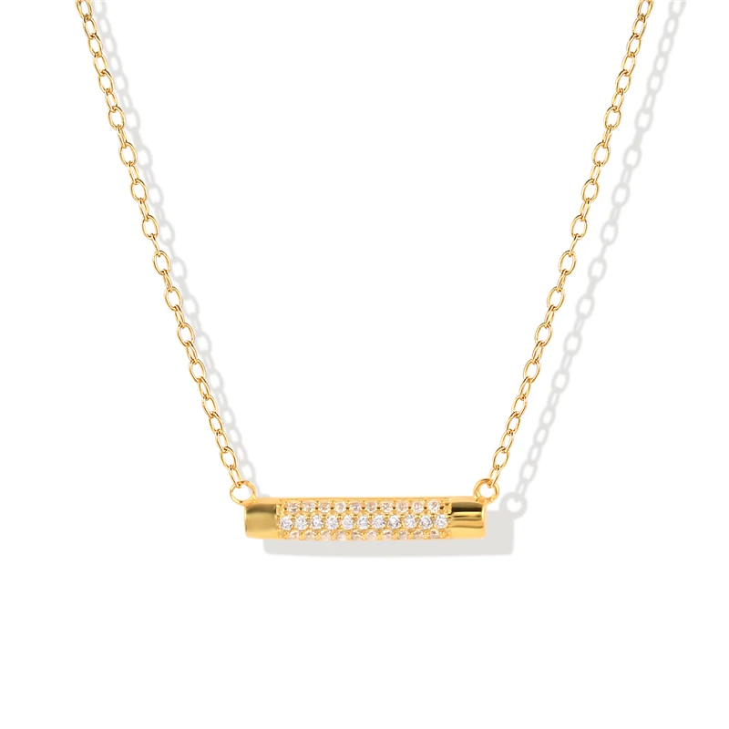 

AIDE Plata De Ley 925 Necklace For Women Bar Crystal Chain Around The Neck Collares Para Mujer Bijoux Femme Vintage Collares