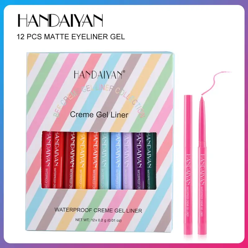 

HANDAIYAN 12 Colors/pack Matte Color Eyeliner Kit Makeup Waterproof Colorful Eye Liner Pen Eyes Make Up Cosmetics Eyeliners Set