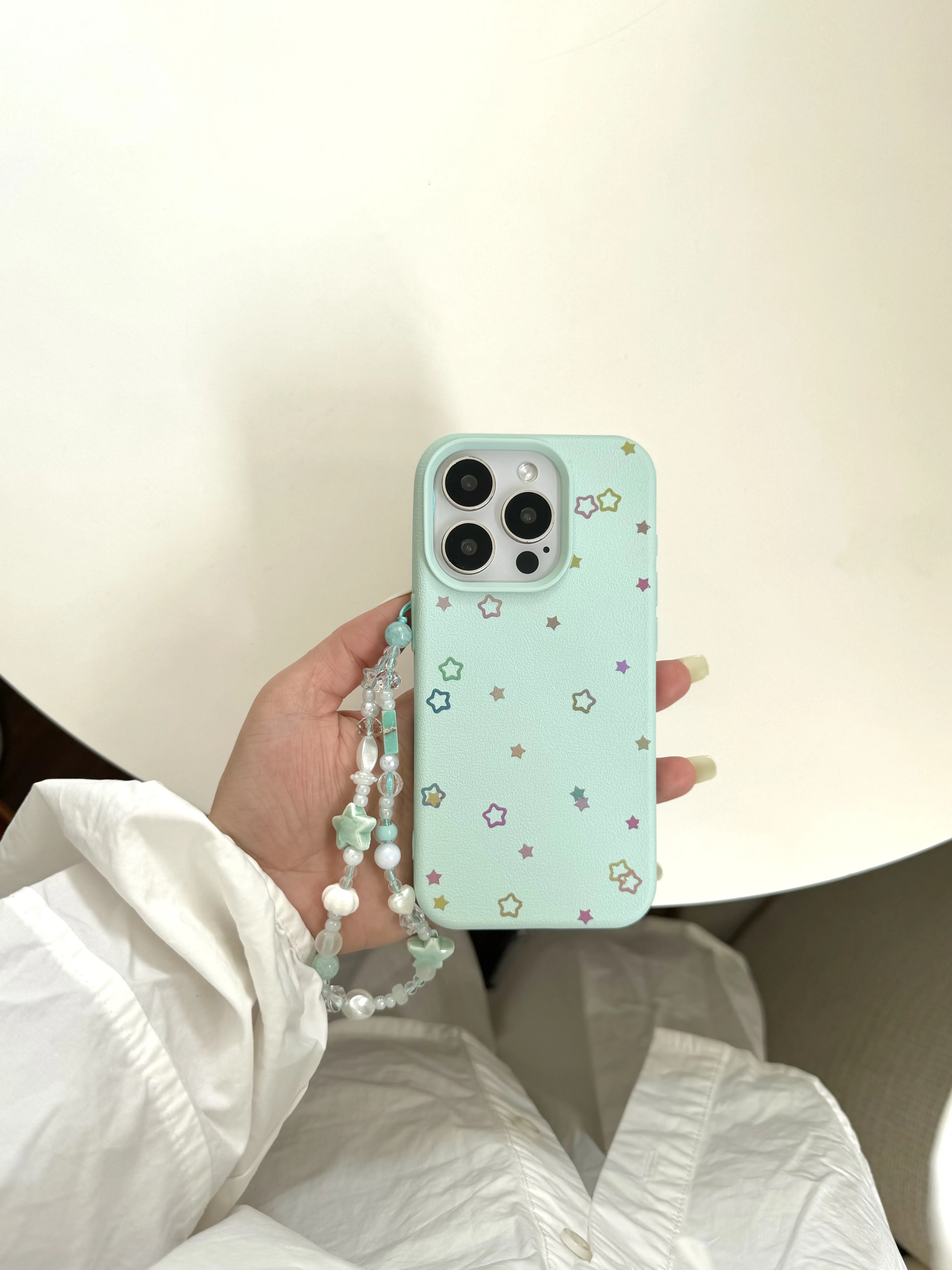 Корейский INS мятно-зеленый маленький Звездный кожаный текстурный чехол на