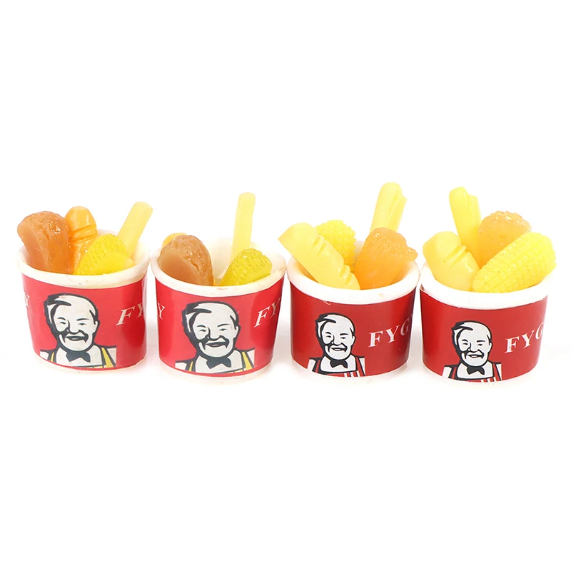 

2 шт. 1:6 миниатюрные чипсы для кукольного домика жареная курица ведро мини семейная модель ведра фаст-фуд для Blyth Barbies BJD аксессуары для кукол