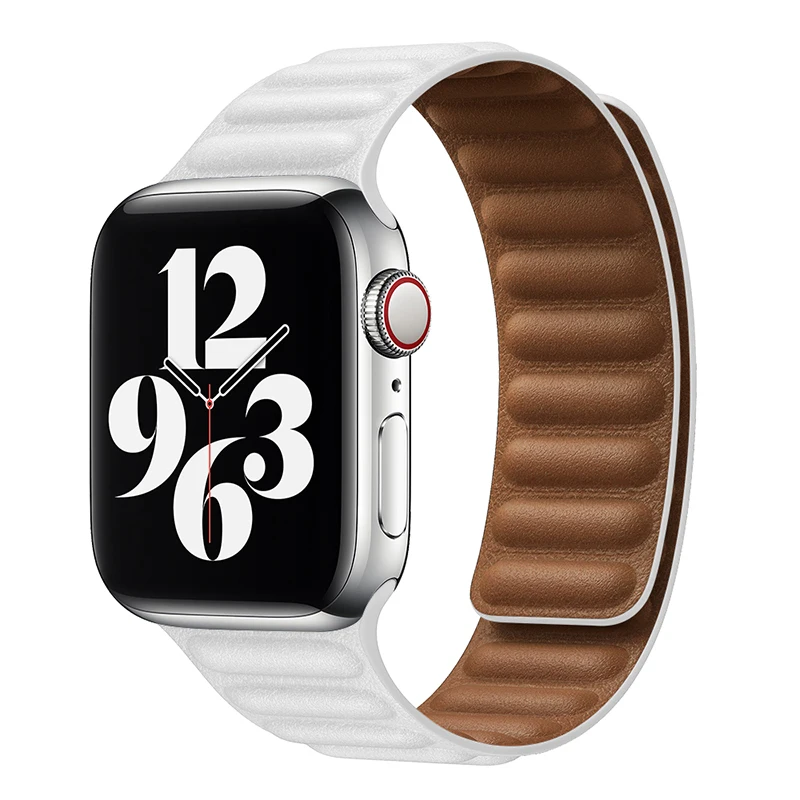 Ремешок кожаный для apple watch band 42 мм 40 41 45 44 38 оригинальный магнитный браслет iwatch series